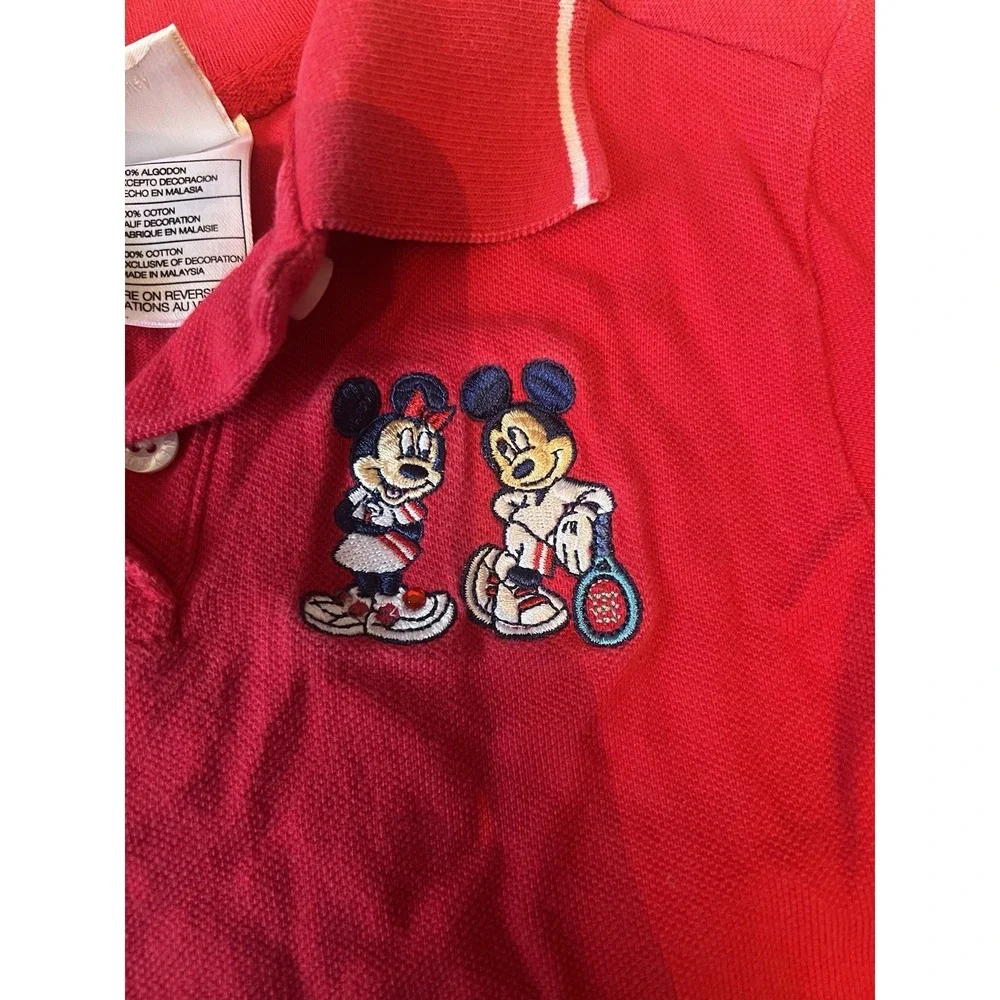 Disney Store Girls Red Mickey Minnie Mouse‎ Tennis Polo Dress XS 4/5 Cotton Vtg